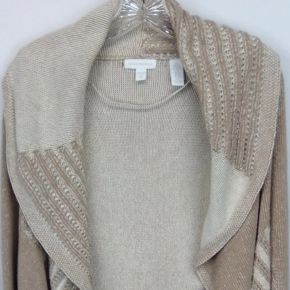 Charter Club Women's Open Knit Long Sleeve Relax Fit Cotton Blend Cardigan Large - Picture 7 of 7